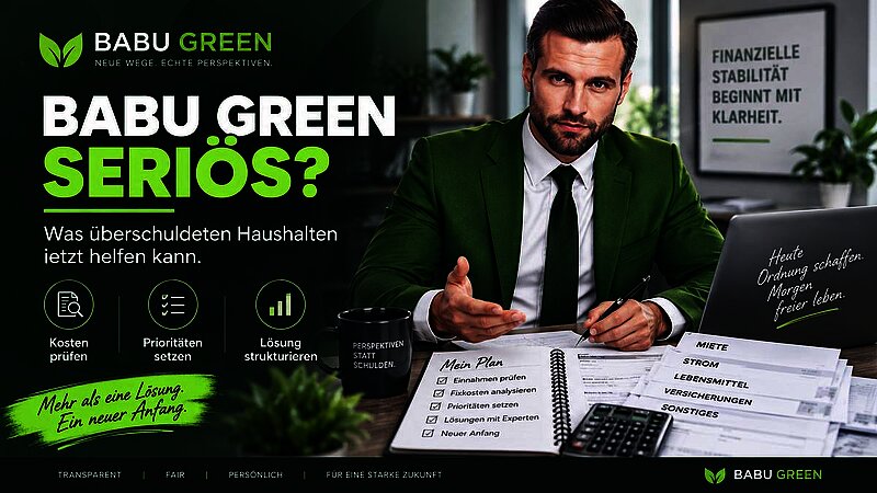 BABU GREEN seriös – Finanzsanierung bei steigenden Haushaltskosten und Überschuldung